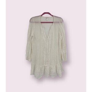 Eberjey Anthropologie White Peplum Hem Swim Cover Up Dress Bamboo Size M